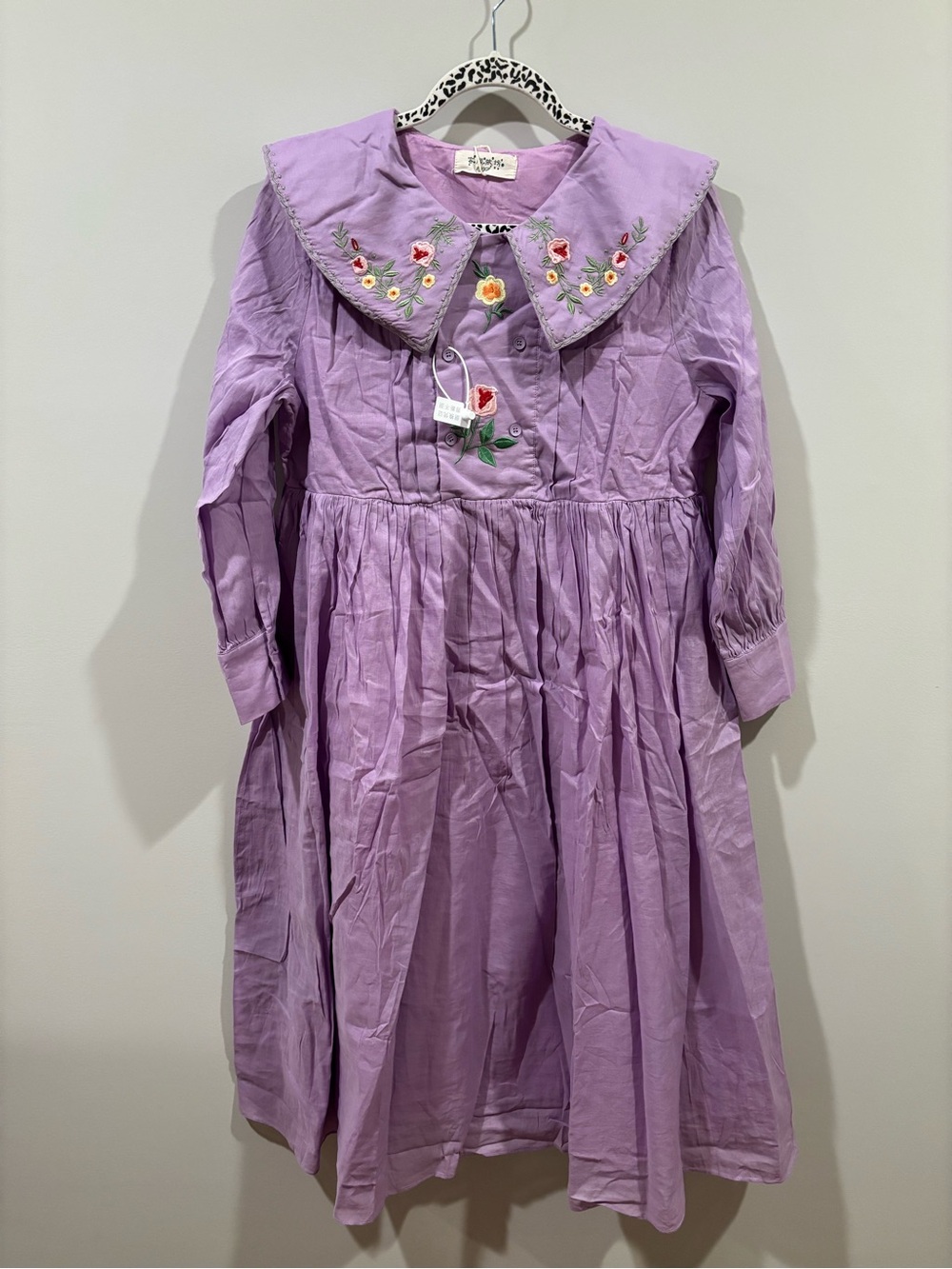 Embroidered Collared Maxi Dress in Lavender by (unknown)